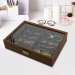 Wooden Sunglasses Organizer Box Eyewear Holder 8 Grids Multipurpose Sturdy Easy to Carrying Mini