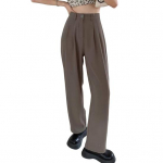 Naiste &uuml;likonnap&uuml;ksid nupp T&otilde;mblukk K&otilde;rge v&ouml;&ouml;kohaga pikad p&uuml;ksid &uuml;hev&auml;rvilised sirged laia jalaga kontorip&uuml;ksid naiste p&uuml;ksid S pruun