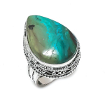 Natural Chrysocolla Gemstone 925 Sterling Silver Jewelry Ring Size 7 c4a63