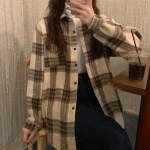 WTEMPO s&uuml;gistalvised paksendatud pl&uuml;&uuml;sist ruudulised s&auml;rgid naiste vintage &scaron;ikk lahtised vabaaja soojad n&ouml;&ouml;pidega mantlid XL