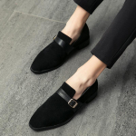 Meeste kohvipruun suitsetamissussid Loaferid Vabaaja paleestiilis Hippie Slip-on Suede Lamedad kingad Kleitpidu Munkade kingad Suur suurus EU:38 must