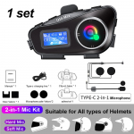 Q58-Max 2-in-1 mootorrattakiivri sisetelefon muusika jagamise, taskulambi ja TF-kaardi toega &ndash; traadita 5.3, pikamaa r&uuml;hmasuhtlus Pack of 1 must