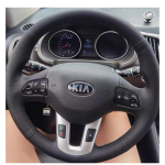 Kia Sportage 3 2011-2014 Kia ​​Ceed Cee'd 2010-2012 k&auml;sitsi &otilde;mmeldud auto roolikatte jaoks Black Thread