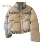 Talvine sulemantel, paksendatud polsterdatud krae taskud &uuml;herealised tuulekindlad pikad varrukad soojust hoidev soe igap&auml;evane &uuml;ler&otilde;ivas puuvillane jope M valge