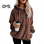 Naiste fuzzy Sherpa dressipluus kohev pullover, kapuuts, vaba fliisist džemper igap&auml;evaseks v&auml;litegevuseks M punane