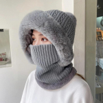 Talvine silmkoeline m&uuml;ts Sallmask &Uuml;heosaline Plush Pompom Beanies naistele Fliisvooder Soe Kapott K&otilde;rvad Kaelakaitse Suusam&uuml;tsi one size