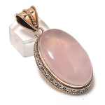 Natural Rose Quartz Gemstone Handmade Copper Jewelry Pendant 2.21 f8t74