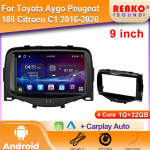 Android Toyota Aygo Peugeot 108 Citroen C1 2016-2020 Autoraadio Multimeedia GPS Navigatsioon Carplay Autopleier DSP DVD 2Din 4 core 1GB+32GB carplay