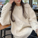 Korea &otilde;rna taigna keerdudega silmkoelised pulloverid kampsun naiste s&uuml;gis/talv paksendatud pehme vahajas kootud lahtine pullover One Size hall