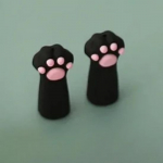 2TK Creative Cute Cartoon Cat Paw Silikoonpliiatsi kork Pliiatsi otsaga Pastapliiatsi ots Purunemiskindel kaitsja Kawaii kirjatarvete dekoratsioon must