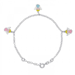 L&Eacute;A & ARTHUR - Bracelet Enfants 3 Breloques ANGES FILLES - Argent 925 Milli&egrave;mes Rhodi&eacute; - Longueur R&eacute;galable - Bijou Enfant