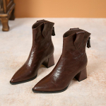 Naiste Mood Paksu Kontsaga Saapad S&uuml;gis Uus Terava Ninaga Varrukaga Tagumine Lukk Temperament Mugavad K&otilde;rged Kontsad 43 pruun