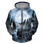 Meeste lukuga kapuuts Wolf 3D prinditud lukuga kapuuts meeste pullover mood vabaaja kampsun street Harajuku Riietus Kevad ja s&uuml;gis XL