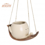 Lillepoti ainulaadne naeratava n&auml;oga rippuv istutusmasin, vastupidav v&otilde;rkkiige lillehoidja valge