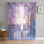 S&uuml;gispark Mets L&auml;bipaistvad kardinad Elutoa aken T&uuml;llkardinad Magamistoa K&ouml;&ouml;gi jaoks Kodukaunistus Voile kardinad W135 x H115cm x1&Rod Pocket