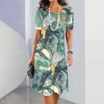 Suvised naisteriided l&uuml;hikeste varrukatega kleidid ebakorrap&auml;raselt prinditud pikk kleit 3d retro stiilis naisteriided lahtised &uuml;mara kaelusega pullover 4XL