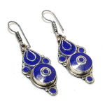 Natural Lapis Lazuli Gemstone Handmade Jewelry Earring 2.25 w8f62