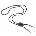 Elegant Vintage Alloy Fashion Bolo Tie Bow mens Necklace - Silver Oval