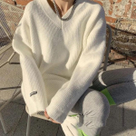 Pullover naiste kudumid mood Harajuku kevadine V-kaelusega vaba v&auml;rviline kampsun One size(40KG-65KG)