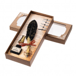 Quill pliiatsi ja tindi komplekt Retro sulgedega kastetindipliiatsi komplekt Vintage kalligraafia kirjutav allkiri 5-ga must