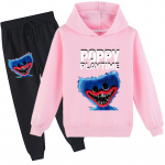 Laste 3D kapuutsiga komplekt Huggy Wuggy pulloveriga dressid Poppy Playtime Laste kampsun+p&uuml;ksid 150cm roosa