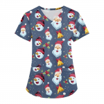 Naiste moodsad V-kaelusega l&uuml;hikeste varrukatega t&ouml;&ouml;riided taskutega, j&otilde;ulutr&uuml;kiga topid L sinine