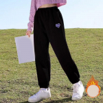 S&uuml;gis Talv P&uuml;ksid Jogger P&uuml;ksid Lastele Teismeliste T&uuml;drukutele Lahtised Sametist Sweatpants Vabaaja Soojad Spordip&uuml;ksid T&uuml;drukute R&otilde;ivad 140cm must
