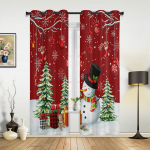 J&otilde;ulude akna kardinad dekoratsioon kodule magamistuppa, k&ouml;&ouml;ki, elutuppa, j&otilde;ulukaunistus, j&otilde;ulukingitused, Navidad, Natal, uusaasta 2024 W50xH130(CM)x2pcs&Grommet Top