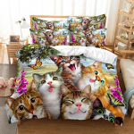 3D Kass Armas Kutsika Mustriga Tekikott Kass Laste Magamistoa Kaunistus Kassi Voodipesukomplekt Naistele T&uuml;drukutele Poistele Kingitused Lukuga 3tk 135x200cm 2pcs