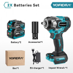YOFIDRA 1200N.m Harjadeta Elektriline L&ouml;&ouml;kmutrikeeraja 1/2'' Juhtmeta Kruvikeeraja Autoremont 5 K&auml;iku Elektrit&ouml;&ouml;riist Makita 18V Akule 2 Battery-EU
