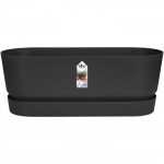 ELHO Jardini&egrave;re ovale GREENVILLE - &Oslash;49 x 19,8 x 18,4 cm - Plastique recycl&eacute; - R&eacute;sistant au gel - Noir must