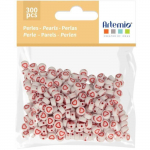 Perles acryliques - Coeur - Rouge et Blanc - 7 mm - 300 pcs