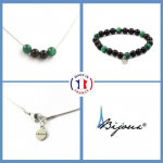 Pierres et Min&eacute;raux. Parure Bracelet Collier Perles Agate noire + Mica vert de Tanzanie 8 Taille personnalisable. must