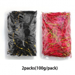 2 pakki musta ja punase segatud kuldse kortsuga l&otilde;igatud paberist purustatud kinkekarbi t&auml;iteaine, mis sobib ideaalselt kingituste pakkimiseks ja kaunistusteks 100 g/pakk 1Pack Black+1Pack Red