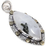 Rainbow Moonstone 925 Sterling Silver Gift Two Tone Pendant 2.17 h7l60
