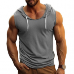 Meeste kapuutsiga &uuml;hev&auml;rviline varrukateta T-s&auml;rk Fitness Singlet Kulturismivest Muscle Tee spordisaali igap&auml;evaseks kandmiseks XXL hall