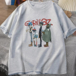 Muusikab&auml;nd Gorillaz PUNK ROCK T-s&auml;rk Mehed Naiste Suvi 90ndate O-kaelusega Puuvillane L&uuml;hikeste varrukatega T-s&auml;rgid Riided Vintage Y2K Clothing Tee S beež
