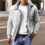 Meeste talvine soe mantel Lihtne mood jakk Klassikaline sinine hall vabaaja kunstnahast mantel 3XL gray