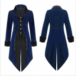 Meeste mood, keskaegne vintage smoking, viktoriaanlik gooti stiilis Steampunk cosplay kost&uuml;&uuml;m, frakk Meeste &uuml;llas pikad jakid L sinine