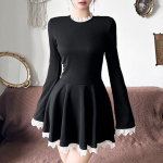 Splice Lace Mini Kleit Naistele K&otilde;rge v&ouml;&ouml;kohaga &otilde;hukesed Elegantsed Kleidid Femme Pulmakleidid Retro Temperament Kleit Naiste Riided Uus S