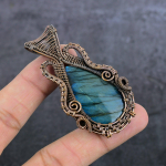 Labradorite Handmade Copper Wire Wrap Jewelry Pendant 2.76 q8l10