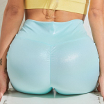 Pearlescent elastsed nahast p&uuml;ksid naiste k&otilde;rge v&ouml;&ouml;kohaga Fitness Push Up Skinny j&otilde;usaali &otilde;hukesed p&uuml;ksid L sinine