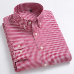 Mees Standard-Fit pikkade varrukatega Micro-Check s&auml;rgid Patch Pocket &otilde;huke pehme 100% puuvill valge/punane joontega ruuduline vabaaja mitmek&uuml;lgne s&auml;rk XL punane