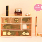 Kuue lahtriga hoiukast suure mahutavusega hoiukast kosmeetika kirjatarvete sahtli hoiukast kollane