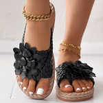 Naiste lillelised pl&auml;tud, Boho stiilis punutud rihmaga jalatsid, vabaaja libisemiskindlad kingad 38 must