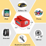 LED T&ouml;&ouml;valgusti ja 2 USB-pordiga adapter Milwaukee M18 18V Toiteallikale