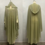 Pikk kapuutsiga keepkleit kuumliimitud strasskivide ja helmestega, moslemi abaya, elegantne, stiilne naister&otilde;ivas One Size