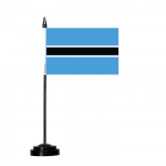 Drapeau de Table - Botswana - 14 x 21 cm - Pol&uuml;ester - Mat en Plastique - Impression Recto/Verso