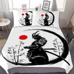 Samurai Bedding P&auml;ikeseloojangu tekikate Jaapani samuraide maastiku siluetiga voodipesu Jaapani stiilis magamistoa kaunistus meestele kingitused 135x200cm 2pcs