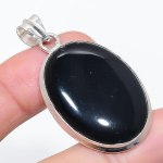 Natural Black Onyx Gemstone 925 Sterling Silver Jewelry Pendant 1.97 b2b08